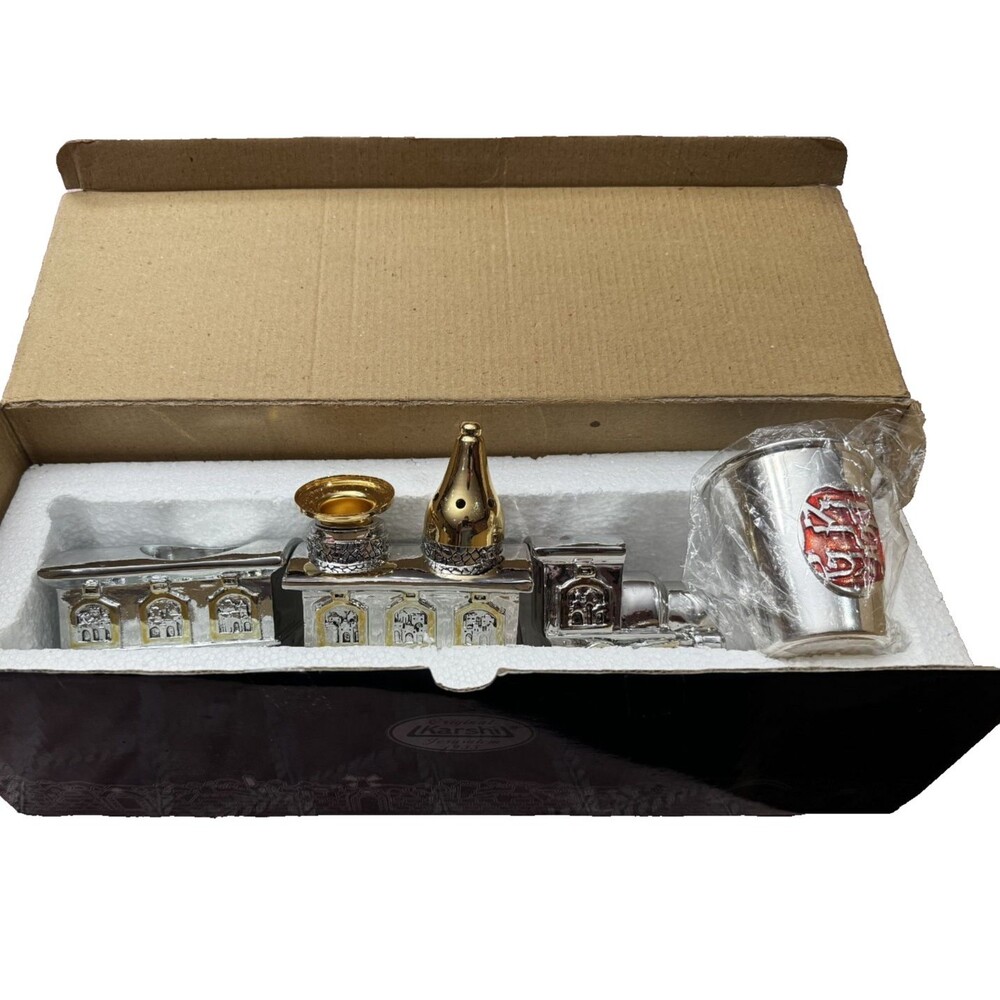 Karshi Israel Silver 925 Mitzvah Train Shabbat Set Candlesticks Kiddush Cup NEW